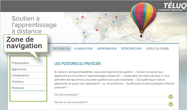 La zone de navigation